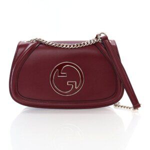 NWT Gucci Blondie Medium Shoulder Bag Rosso Ancora Red Leather Gold Hardware